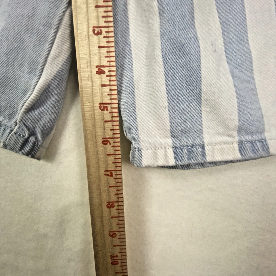 复古牛仔短裤 90 年代女式蓝色和白色条纹卡罗莱纳蓝调 15/16 码 — 第 3/4 张图片