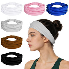 6 Pcs Stretchy Wide Twist Knotted Headbands Sport Sweatbands