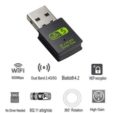 USB WiFi Bluetooth 4.2 Wireless Adapter Network Dongle 600Mbps Windows 2.4G/5G
