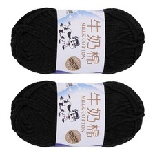 2PCS Crocheting Yarn,Black 5 Ply Acrylic Yarn 100g,197 Yards