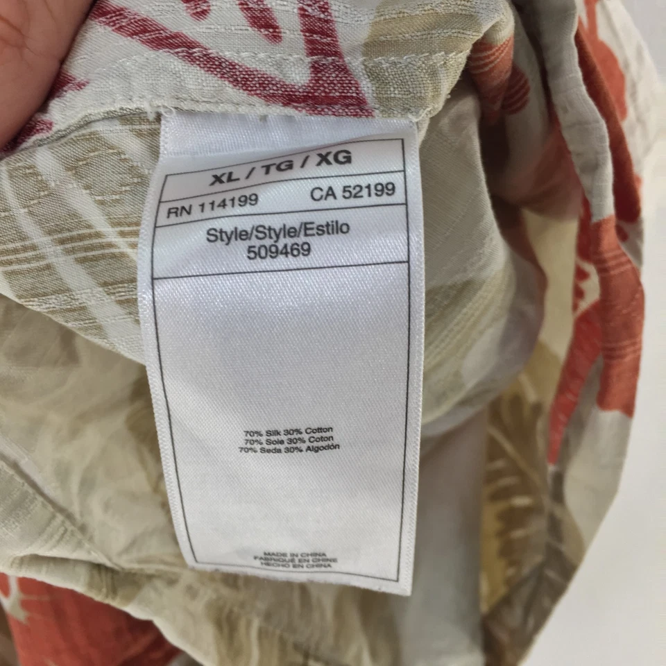 Quiksilver edition mens button up shirt XL beige floral silk cotton party 123049 - Image 4 of 4