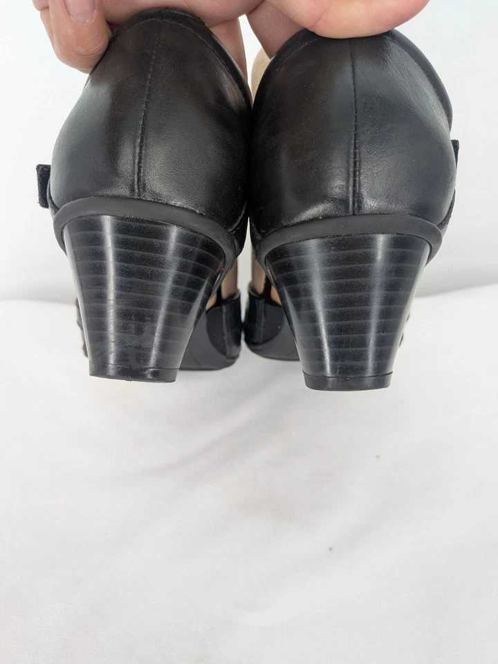 Earth Leather Mary Jane Block Heels Shoes Women Size 7.5D Lynx Wide Comfort Work - Image 3 of 4