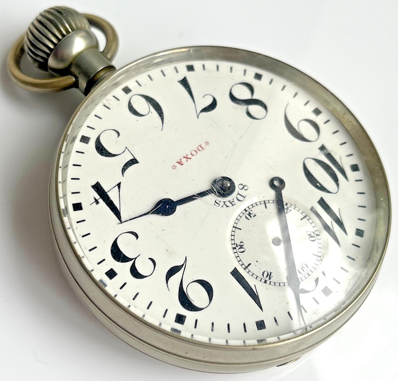 Large Pocket Watch Antique SWISS MADE Vintage 8 Days Doxa Brevet Rare Goliath