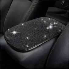 Bling Center Console Cover, Diamond Fashion ArmRest Pad, Crystal Soft Arm Black
