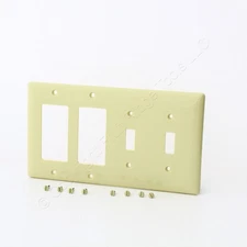 Hubbell Ivory 4Gang Decorator/Rocker Toggle Switch UNBREAKABLE Wallplate NP2262I