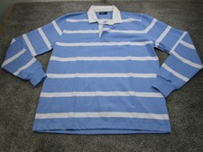 Silver Fleece Jumper/Sweater/Pullover Medium Long Sleeve Knit Striped Blue/White