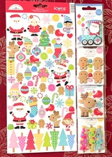 #628 - ONLY 1 - NEW OH WHAT FUN CHRISTMAS PUFFY ICON & DOODLE-POPS STICKERS