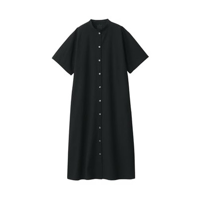 MUJI Cool Broad Stand Collar Short Sleeve Dress Women's