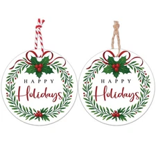 jijAcraft Happy Holiday Tags - 100Pcs Christmas Gift Tags with String, 2.1Inc...