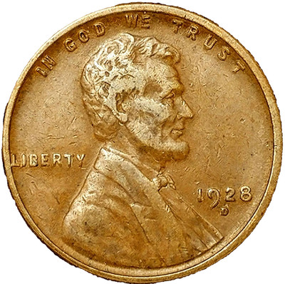   1928 D Lincoln Wheat Cent Good - Very Good (G-VG) Condition Copper Penny 1c