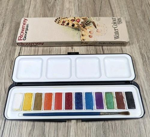 ROWNEY Georgian Watercolour Box of 12 Vintage Rare Boxed Painting Set Boxed VGC - Picture 2 of 15