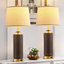 Farmhouse Table Lamps for Bedrooms Set of 2, 28" Ceramic Table Lamp for Livin...
