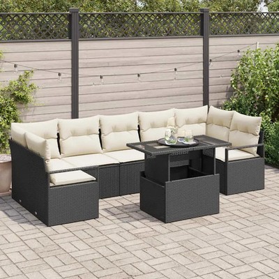 Gartensofa-set mit Kissen mit Speicher 8 pcs Poly Rattan Gartenmöbel vidaXL