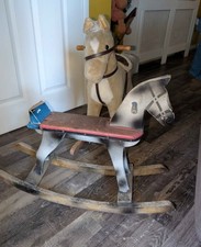 🐴 Vintage Wooden Rocking Horse (Stencilled Face)