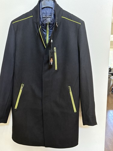 $798 MACEOO Captain Volt Men's Black Wool Pea Coat Size XL NEW Ships FREE!!