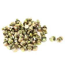 50pcs M6x12mm 8.8 Grade Yellow Zinc Plated Hex Head Bolt w Washer