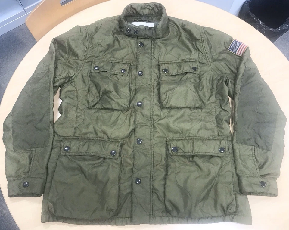 Rare Denim & Supply Ralph Lauren Quilted Military Jacket Talon Zip Army Green XL - Image 2 of 4