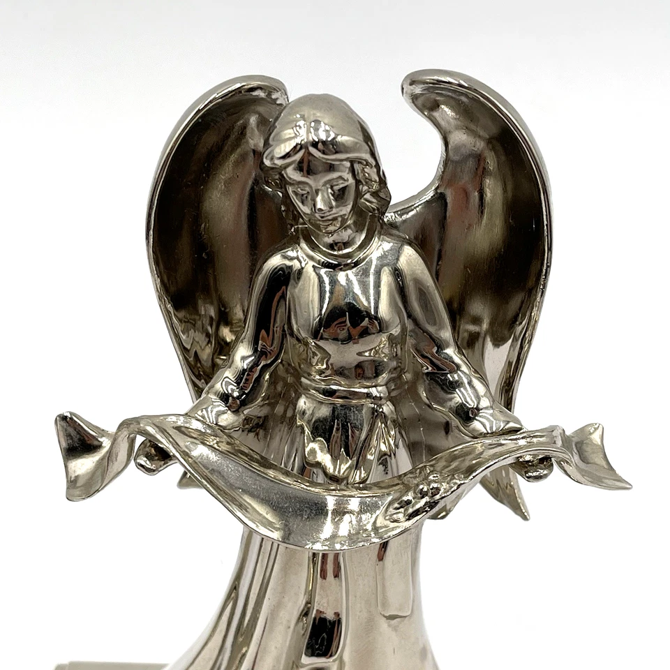 Par de Medias de Ángel de Navidad de Colección Tono Plateado Cromo Ángeles con Alas Foto 4 de 4