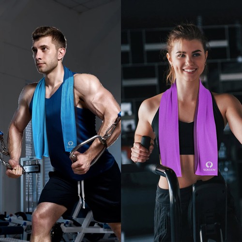 Sukeen Cooling Towel 4 Pack Fitness Towel (100 x 30cm), Cooling Gym Towel Quick - Picture 4 of 5