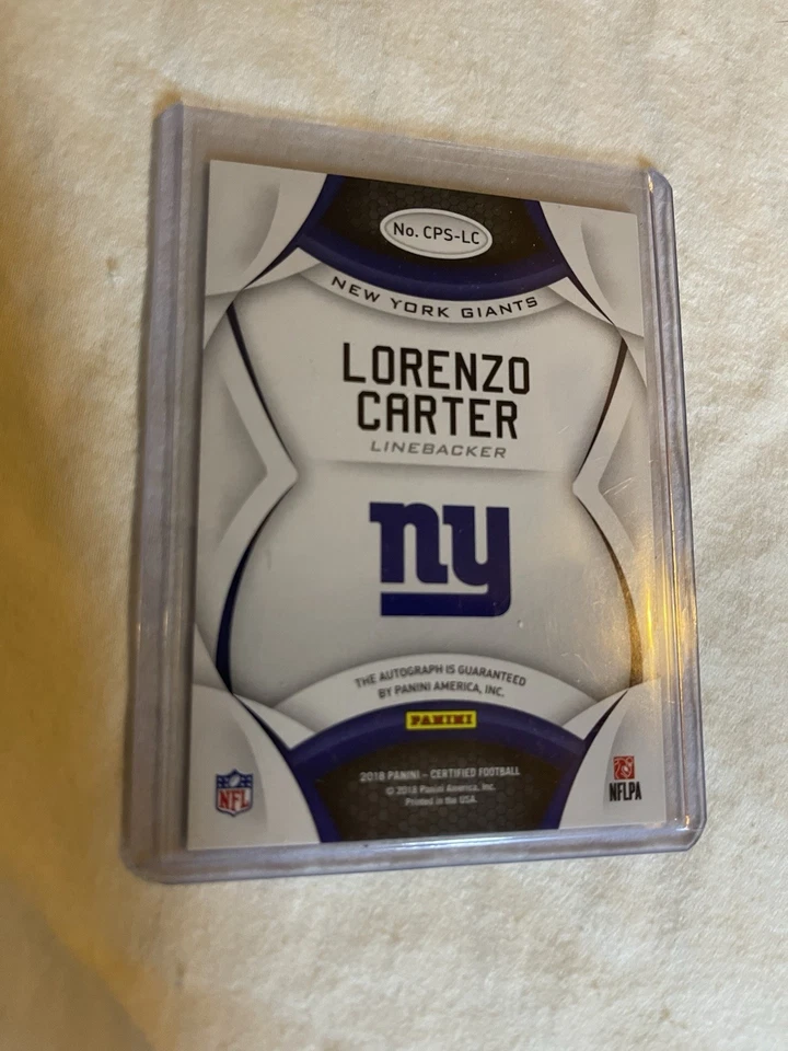 Espejo rojo Lorenzo Carter 2018 certificado novato automático/299 RC Giants UGA Foto 2 de 2