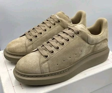 Alexander McQueen Men's Oversized Beige Suede Sneakers, Size 9US (42 EUR)