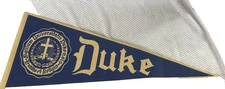 Vintage Duke Blue Devils Pennant Flag Felt Blue Gold NCAA College Sports