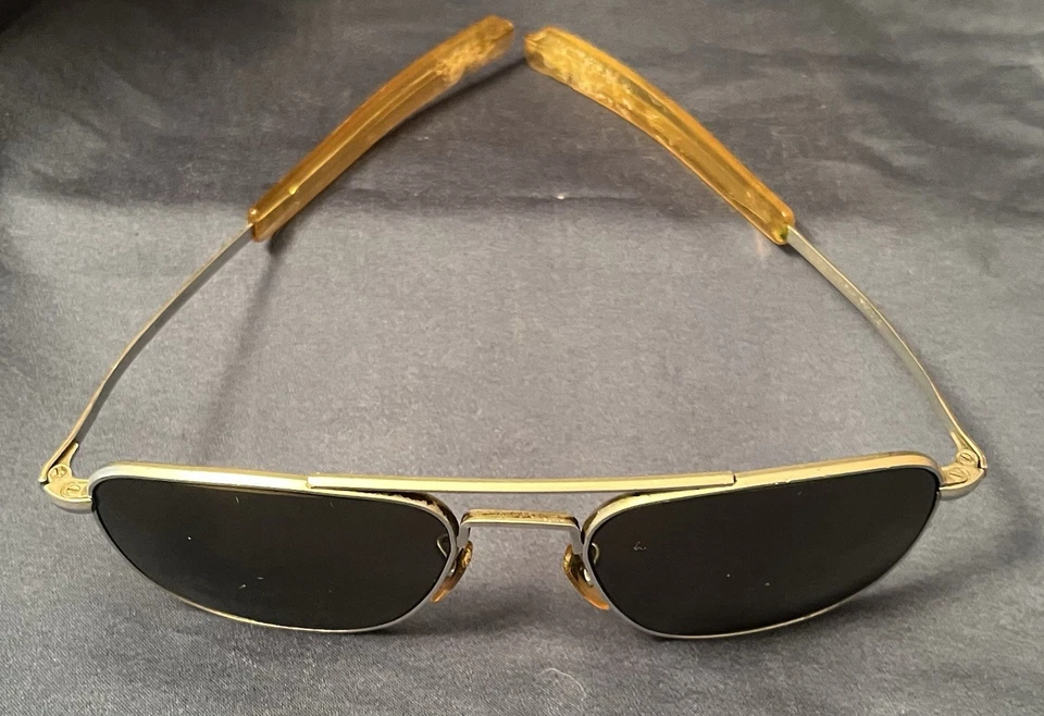 Vintage AO American Optical Aviator Bayonet Original Pilot Sunglasses Silver - Image 2 of 4