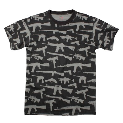 T-Shirt - Multi Print ''Guns'' - Black