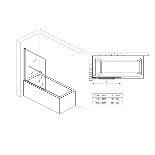 Bath Shower Screen Glass Bathroom 180° Folding Pivot Single Panel & Towel Rail - Picture 6 of 29