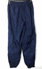 Vintage Nike Nylon Pants Running Navy Blue L 12-14 Elastic Waist Ankles Womens