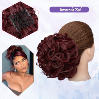 THICK Chignon Wedding Messy Bun Piece Updo Clip in as Human Hair Extensions Comb
