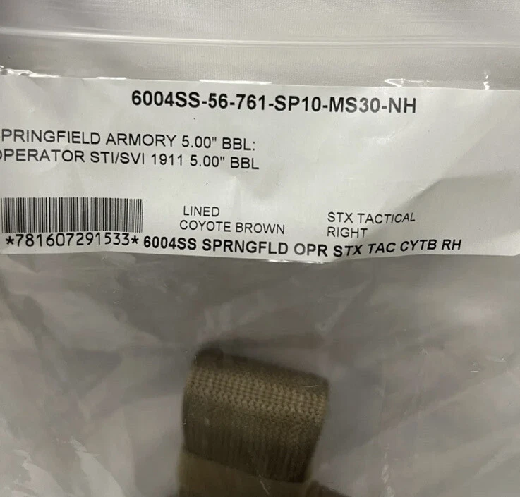 Safariland Springfield Armory STI/SVI 1911 Drop Leg Holster Coyote Brown RH - Image 2 of 2