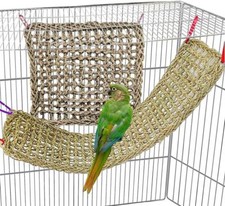 Bird Seagrass MatNatural Seagrass Woven Net Bird Foraging Chew Wall Toys Para...