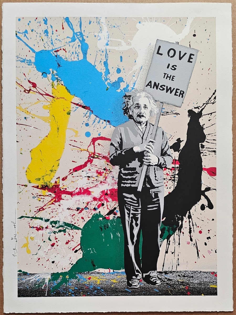Mr. Brainwash サイン入り ポスター Mr. Brainwash M=bw² Splash Einstein Love is the Answer HAND