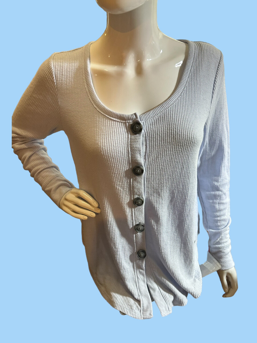 Hollister Women's Button Up Baby Blue Top Size S, Long Sleeve