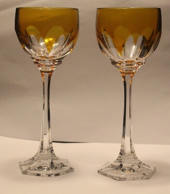 NACHTMANN WITTWER PAIR OF AMBER GOBLETS