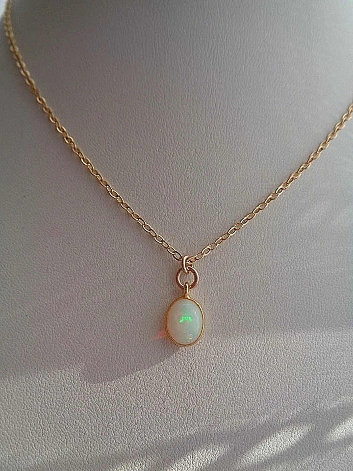Halskette Opal Anhänger 14K Gold Filled Gold Kette Opal Opal Kette - Bild 3 von 4
