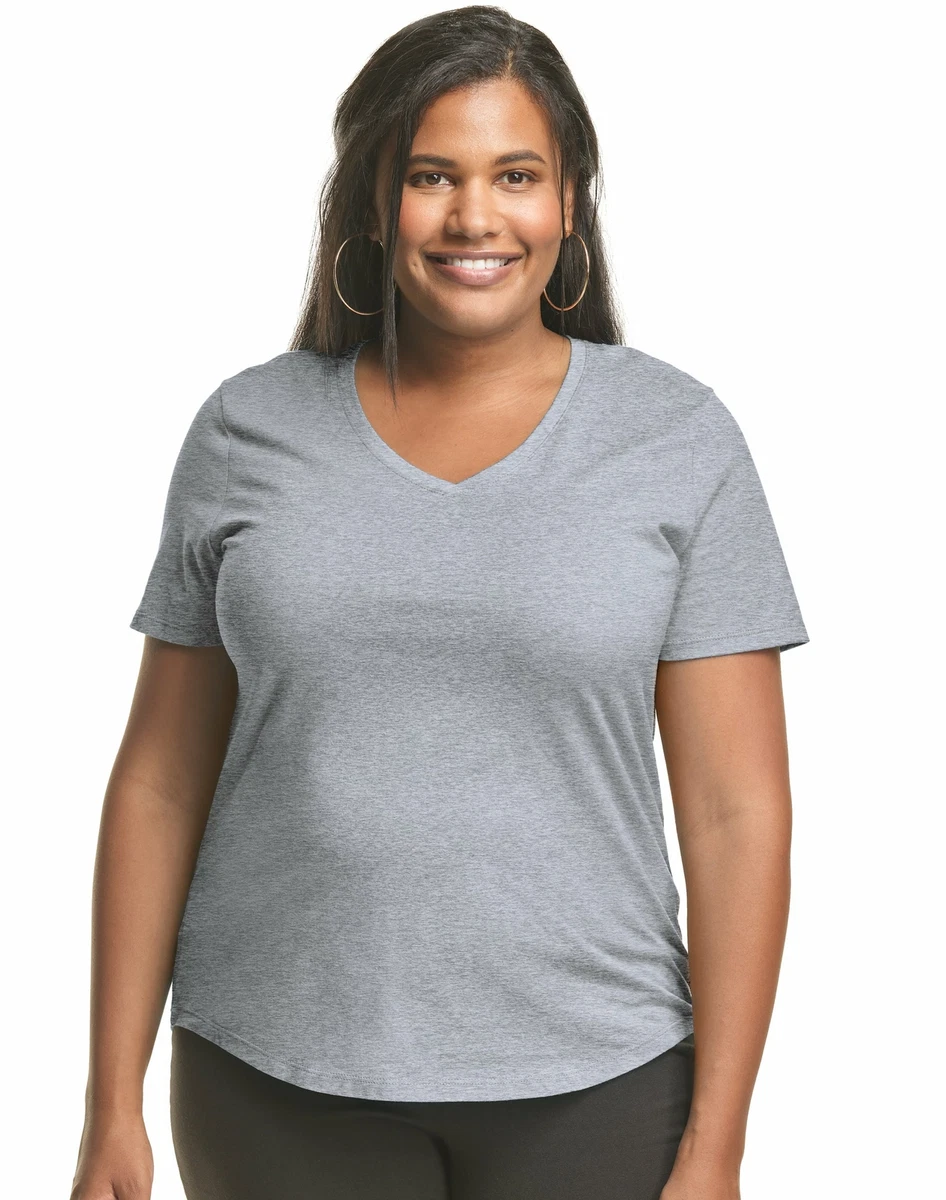 Just My Size V Neck Tee Women's Cotton Jersey Short-Sleeve Plus