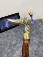 Wooden Walking Stick Vintage Style Solid Brass Duck Head Handle Victorian Cane
