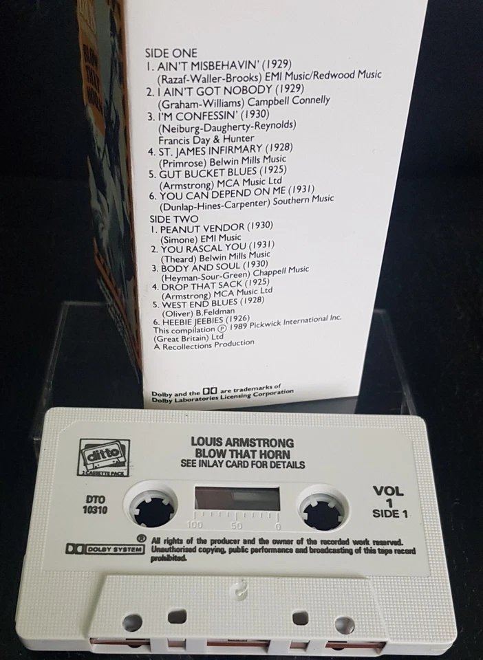 Louis Armstrong - Blow That Horn Vol 1 - 1989 cassette tape and cover excellent - Image 2 of 2