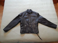 Open Road Wilsons Black Leather Motorcycle Jacket Cafe Collar w/o Liner sz M 