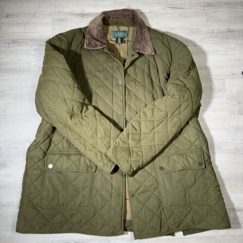 Ralp Lauren Jacket Diamond Quilted Green Woman’s 3XL Snap Front Mockneck - Picture 3 of 9