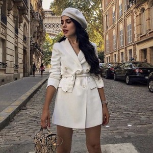 white belted blazer dress