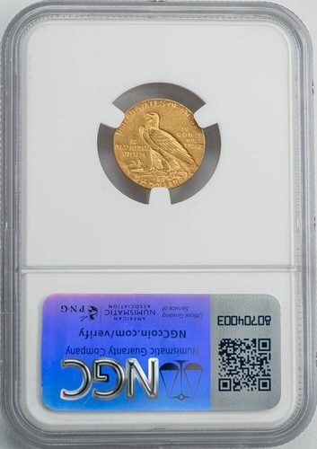1929 $2 1/2 Gold Indian $2.5 MS62 NGC 949960-9 - Imagen 2 de 4