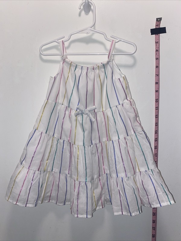 Wonder Nation Girls Size 3t Dress NWOT White Sparkle Multicolor Stripes 