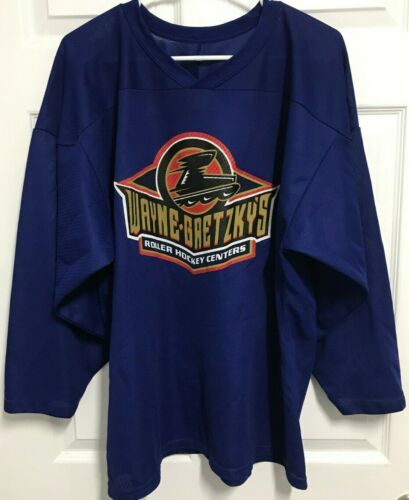 WAYNE GRETZKY'S Roller Hockey Centers Men Blue V Neck Shirt Jersey L CCM  - Picture 1 of 4