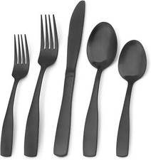 Matte Black Silverware Set, 20-Piece Stainless Steel Flatware Set, Kitchen Set