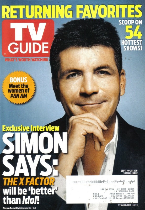 TV GUIDE MAGAZINE 9-19-11 SIMON COWELL, PAN AM, X FACTOR