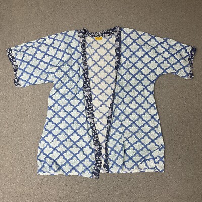 Roberta Roller Rabbit Robe Kimono Floral Cotton one size blue