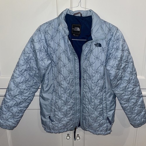 The North Face Girls XL 18 Jacket Coat Blue Floral Stitch - Picture 12 of 12
